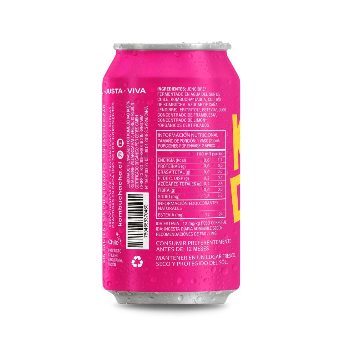 Kombucha Infusión Cero Frambuesa 355 cc