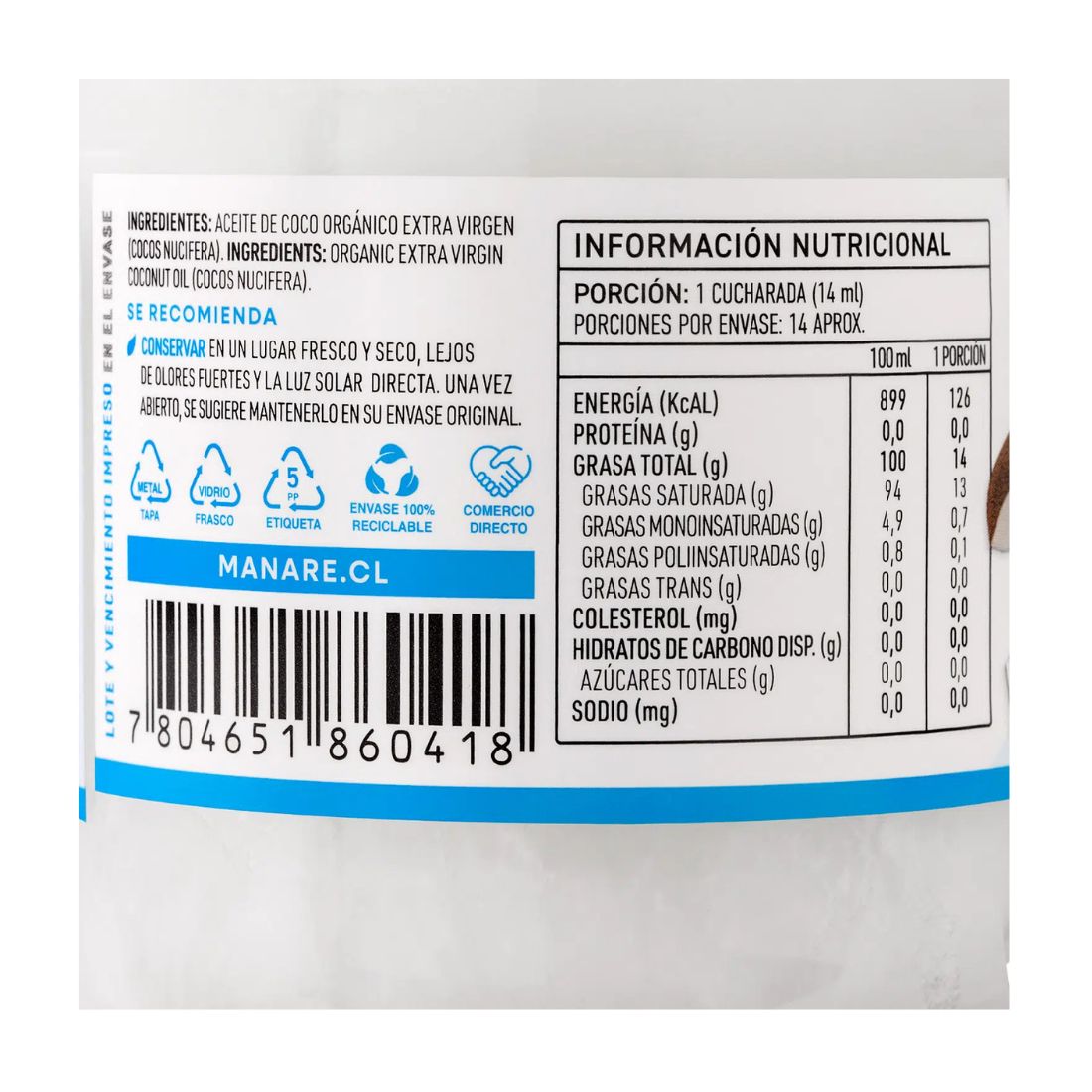 Aceite de Coco orgánico 200ml