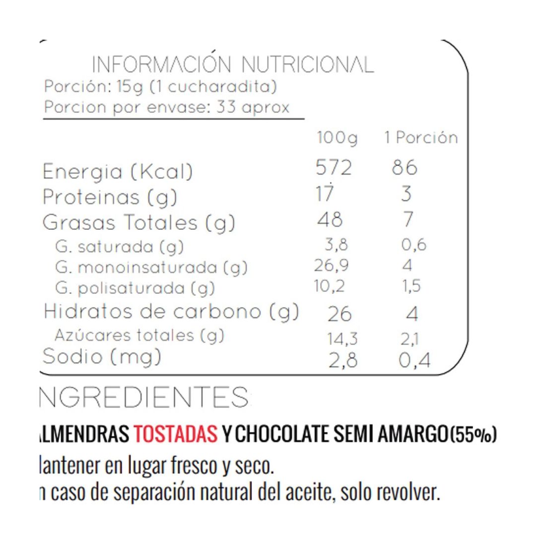 Mantequilla de almendra CHOCOLATE 500gr