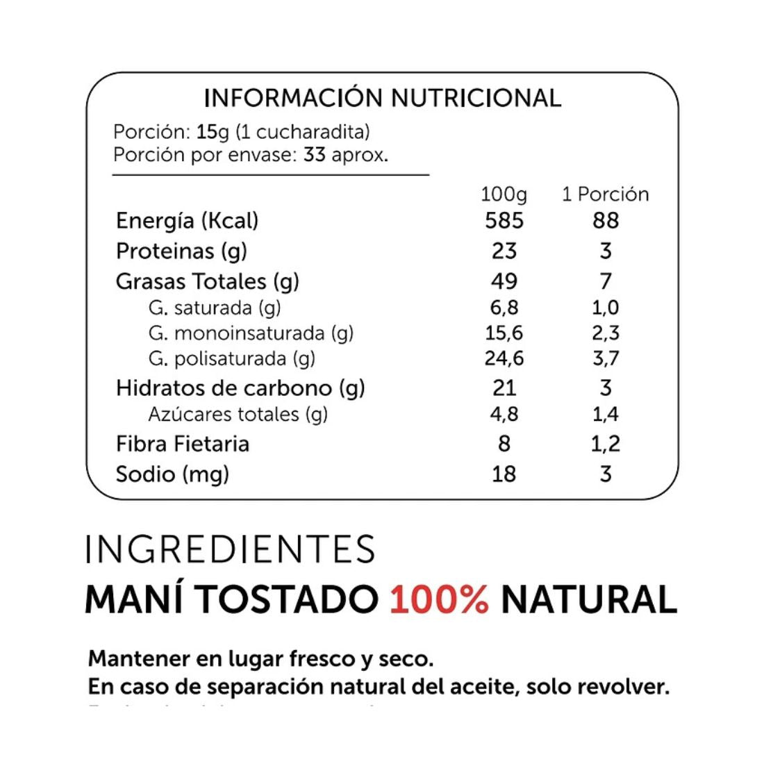 Mantequilla de maní Tradicional 500g