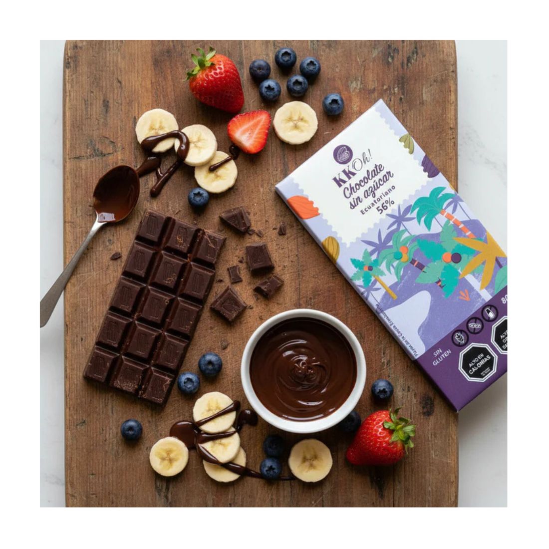 Barra de chocolate 56% sin azúcar - 80 gr
