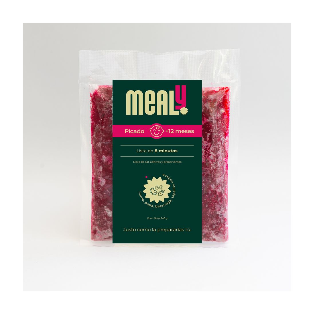 Picado de Carne congelado para bebés | Natural, Sin sal, 240gr